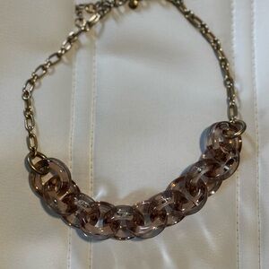 J.Crew lucite and gold-tone round link statement necklace